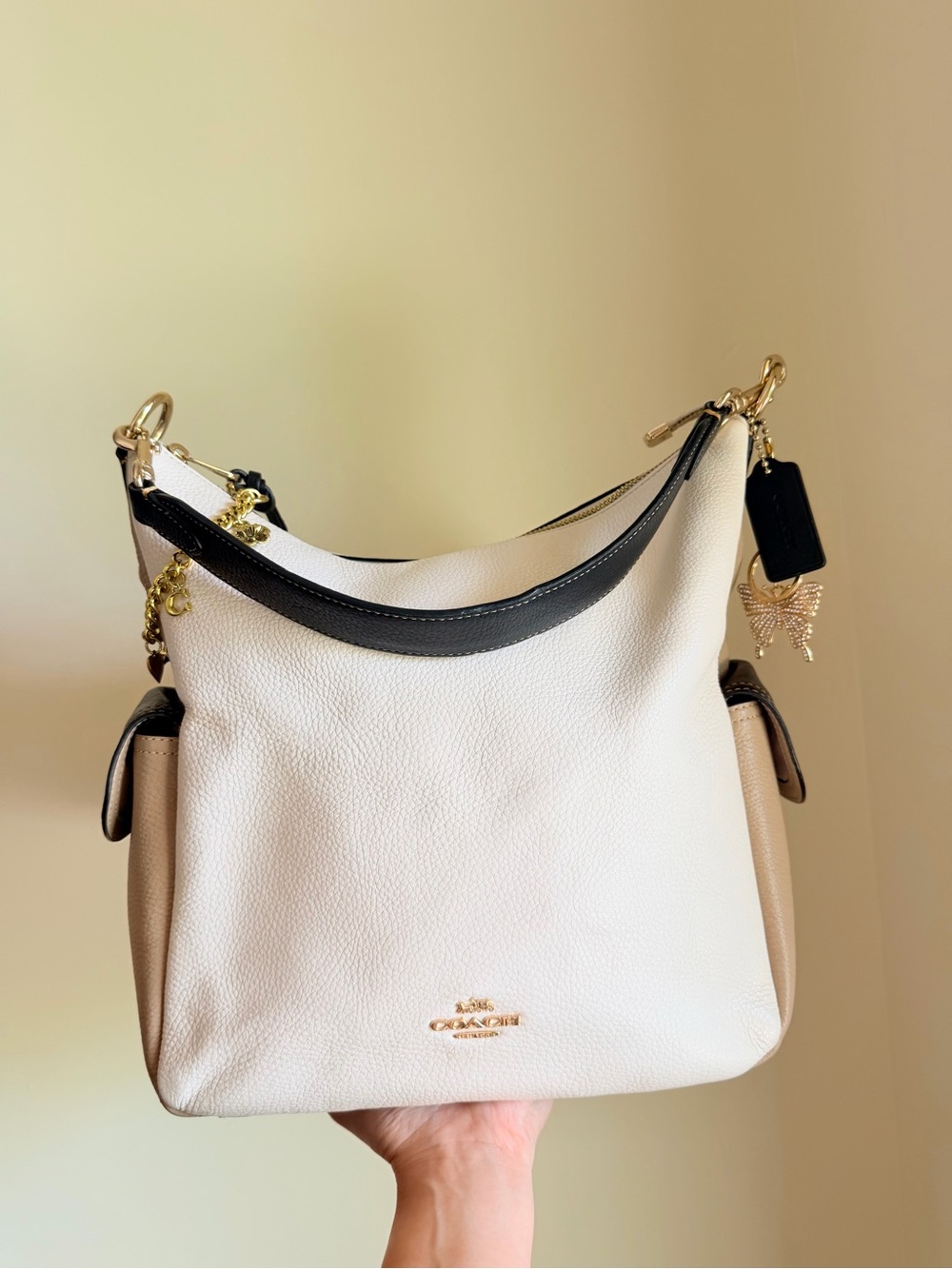 Coach Pennie Shoulder Bag in Colorblock Pebbled Leather (Chalk/Multi) - Picture 2 of 9